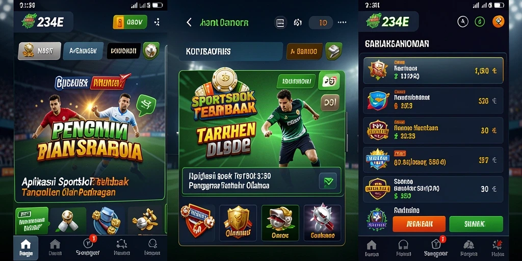 Screenshot gameplay 234E menampilkan antarmuka taruhan olahraga.