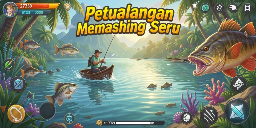 Tampilan gameplay 2739 dengan aksi memancing yang seru.