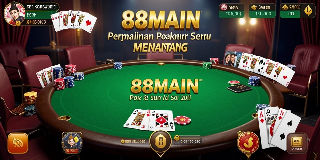 Screenshot utama 88MAIN menampilkan gameplay menegangkan dari permainan Poker.