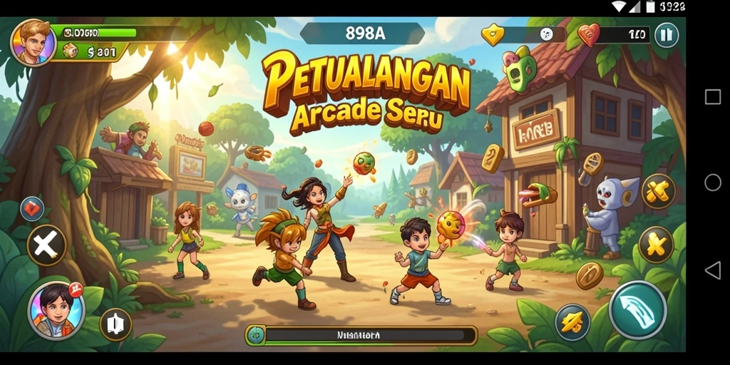 Tampilan gameplay seru dalam 898A dengan berbagai tantangan Arcade.