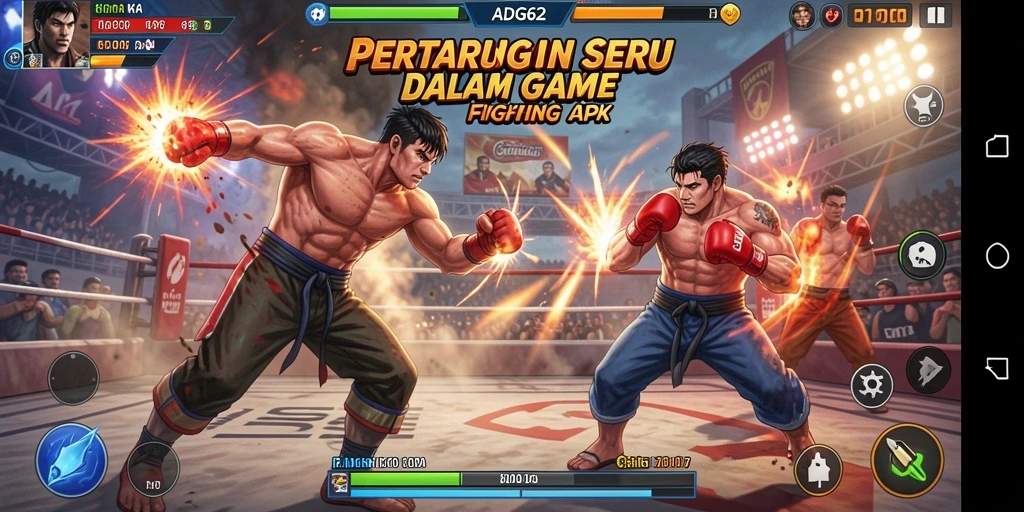 Tampilan gameplay seru dalam ADG62 dengan pertarungan intens.