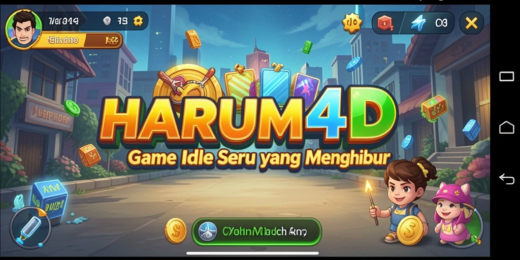Screenshot HARUM4D menampilkan gameplay Idle yang menarik dan penuh warna.