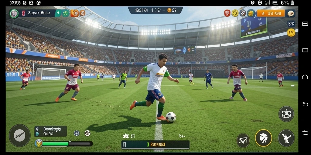 Tampilan gameplay seru ID098 dengan pertandingan sepak bola mendebarkan.