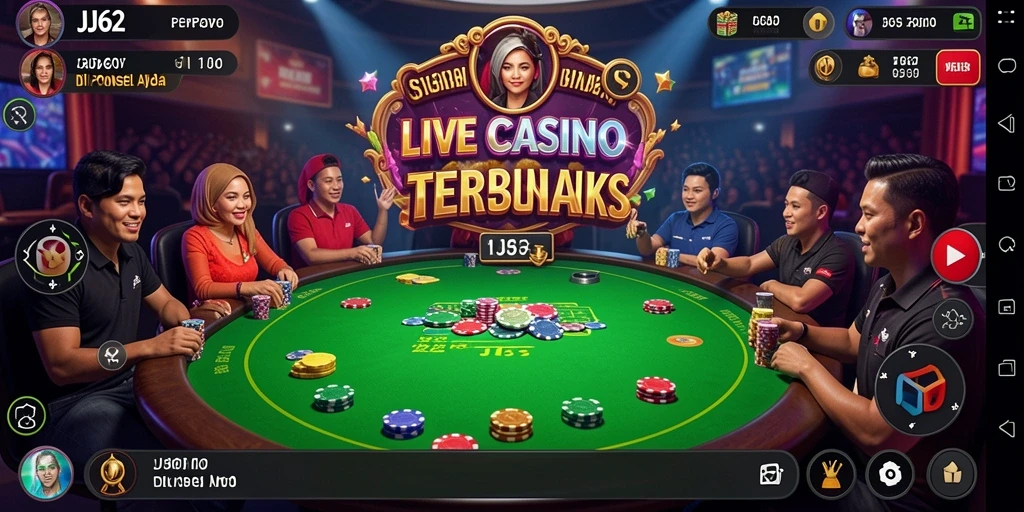 Tampilan gameplay Live Casino yang mendebarkan di JJ62.