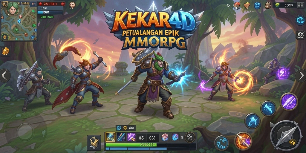 Screenshot gameplay KEKAR4D menunjukkan pertempuran seru di dunia fantasi.