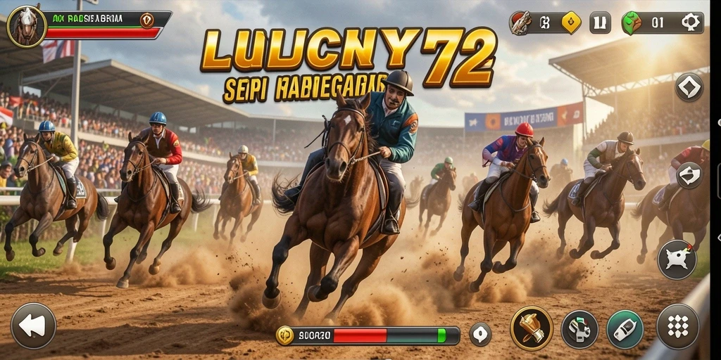 Tampilan gameplay penuh aksi dari LUCKY72 dengan balapan yang seru.