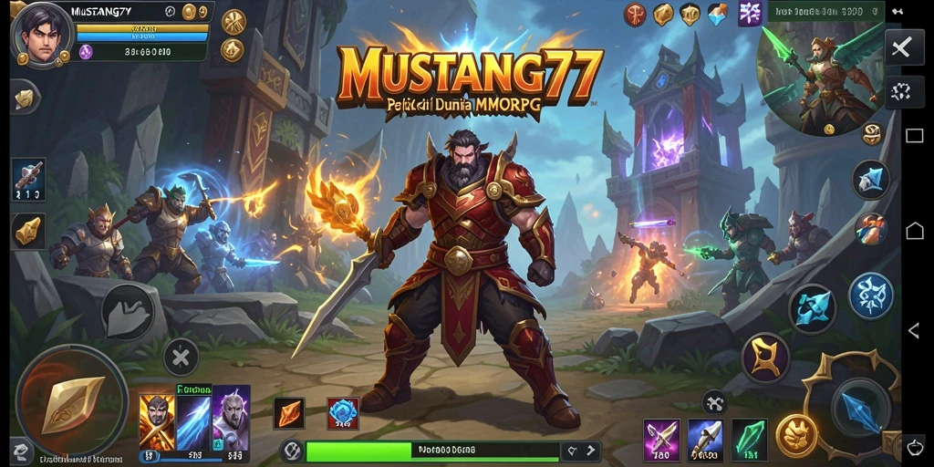Tampilan gameplay MUSTANG77 yang menggambarkan pertarungan seru di dunia MMORPG.