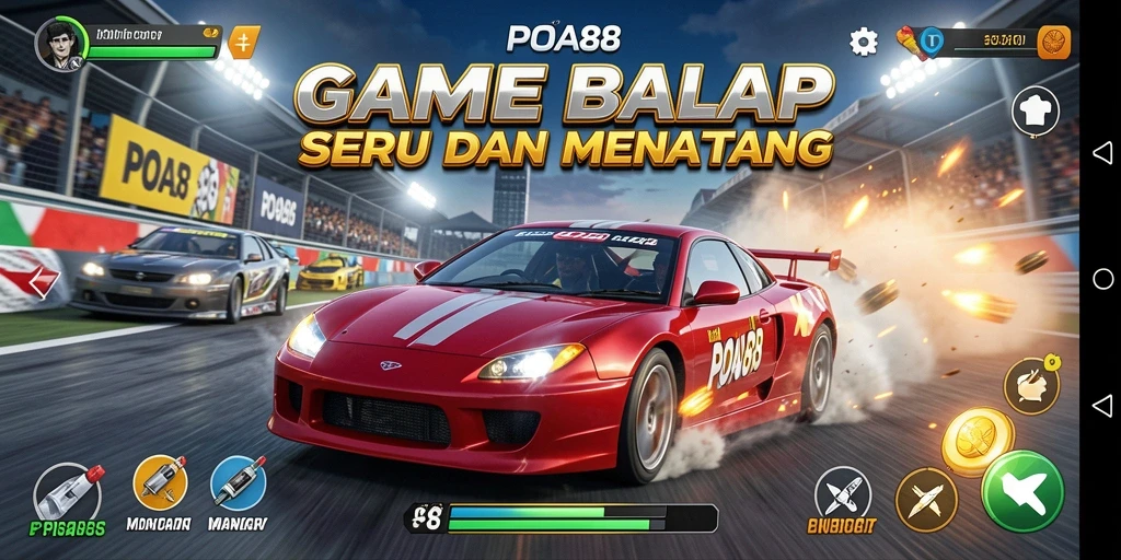 Tampilan gameplay balapan yang intens dan memukau di POA88.