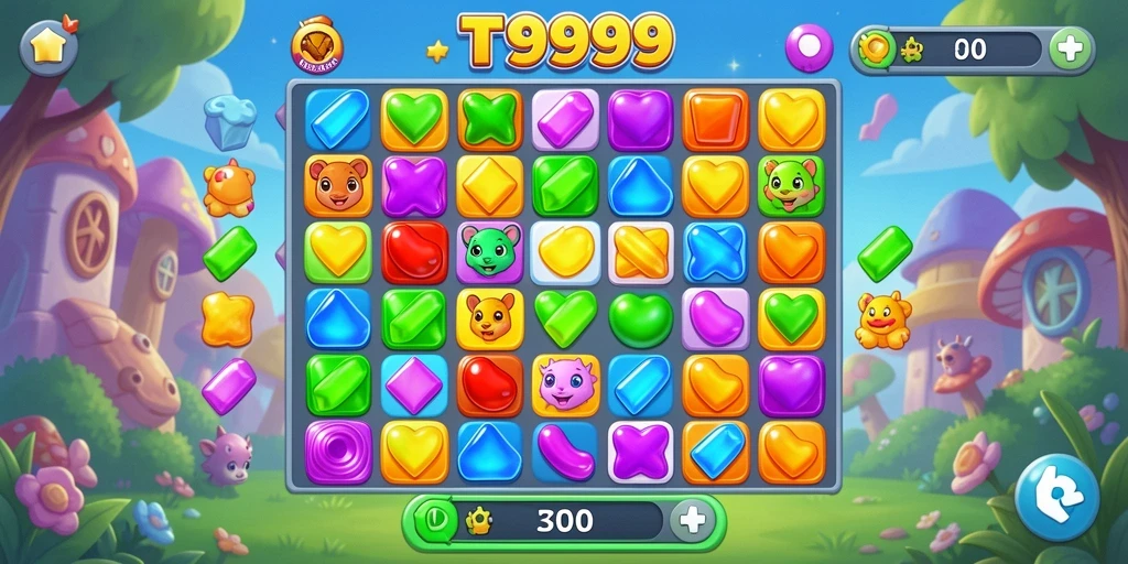 Tangkapan layar dari gameplay seru T9999 dengan tantangan Match-3.