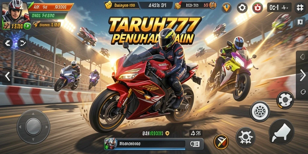 Gameplay TARUH777 menampilkan balapan motor yang seru dan menegangkan.