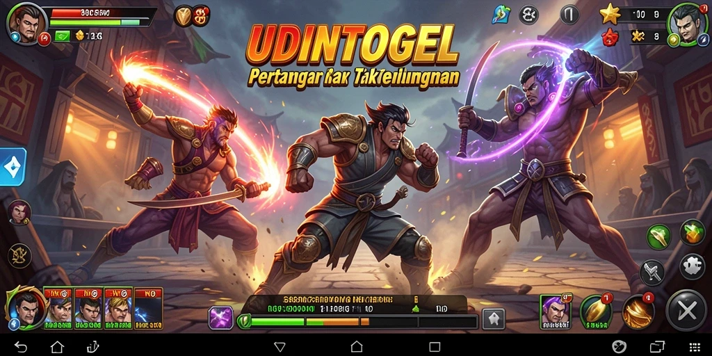 Tampilan dinamis pertarungan dalam <strong>UDINTOGEL</strong> yang mendebarkan.