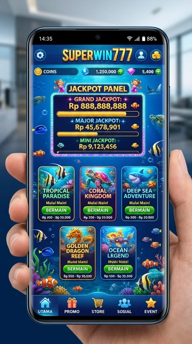 Tampilan utama aplikasi superwin777 yang modern dan intuitif.